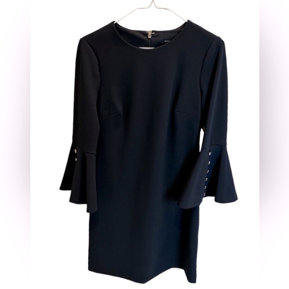 Tommy Hilfiger Women’s Bell Sleeve Dress Navy Blue Button Detail Size 4 - Picture 1 of 3